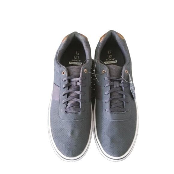 George Mens Navy Blue Brown Memory Foam Casual Sneakers Size 12 - Picture 4 of 8
